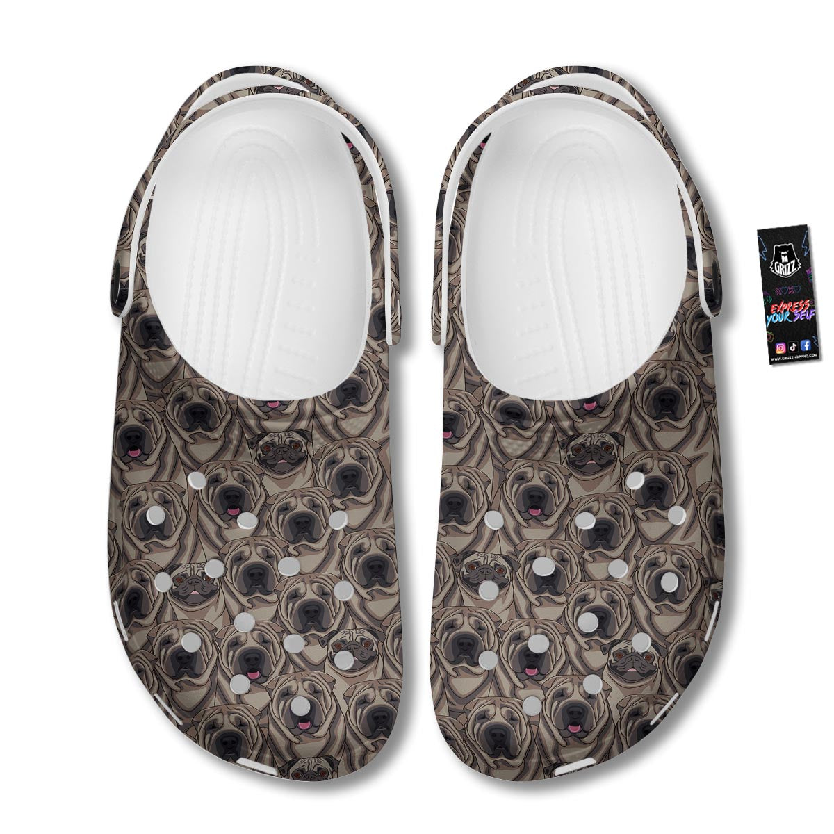 Pug And Shar Pei Print Pattern Clog-grizzshop