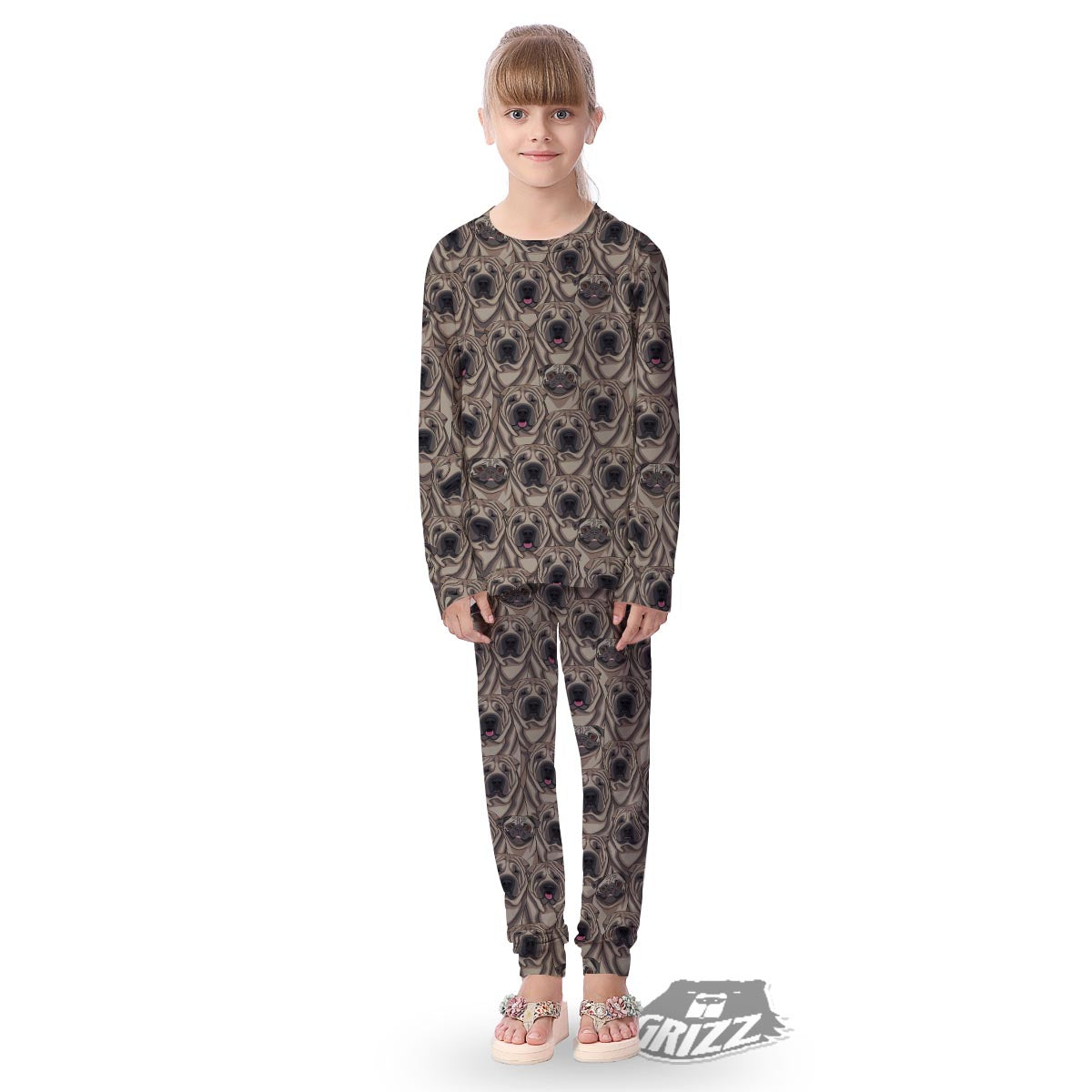 Pug And Shar Pei Print Pattern Kid's Pajamas-grizzshop