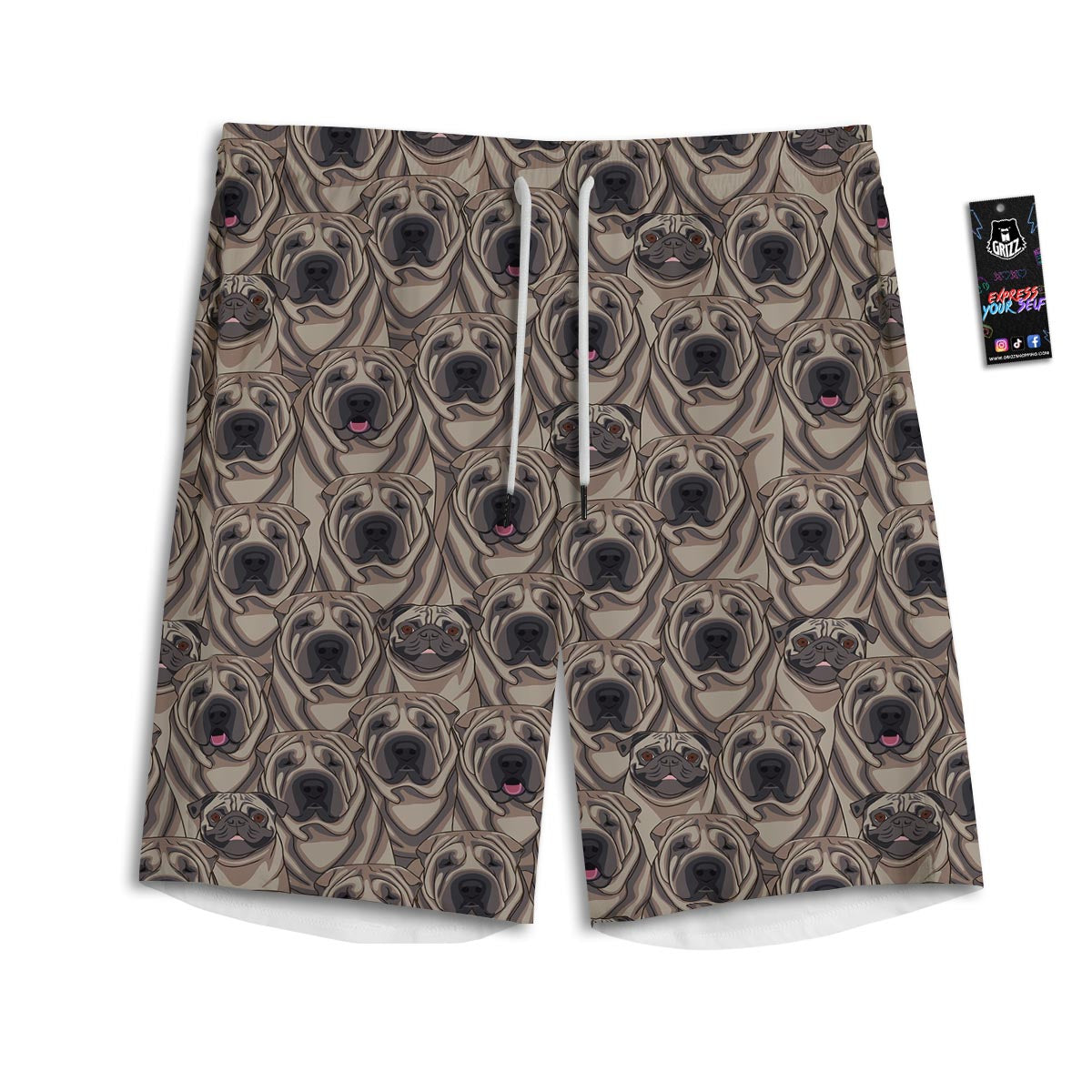 Pug And Shar Pei Print Pattern Men's Athletic Shorts