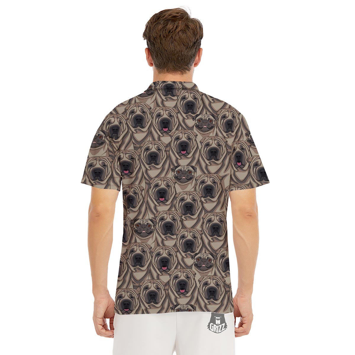 Pug And Shar Pei Print Pattern Men's Golf Shirts-grizzshop