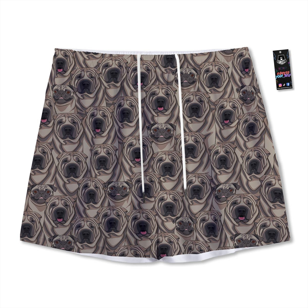 Pug And Shar Pei Print Pattern Mesh Shorts