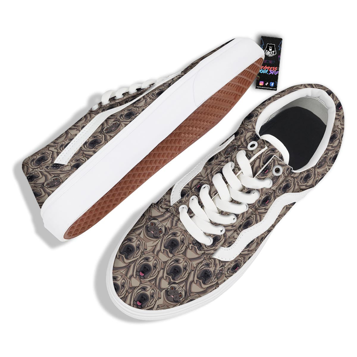 Pug And Shar Pei Print Pattern Skate Shoes-grizzshop