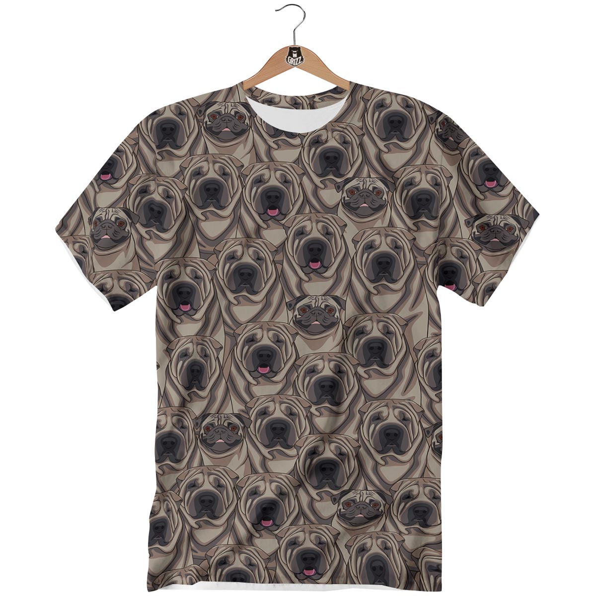 Pug And Shar Pei Print Pattern T-Shirt-grizzshop