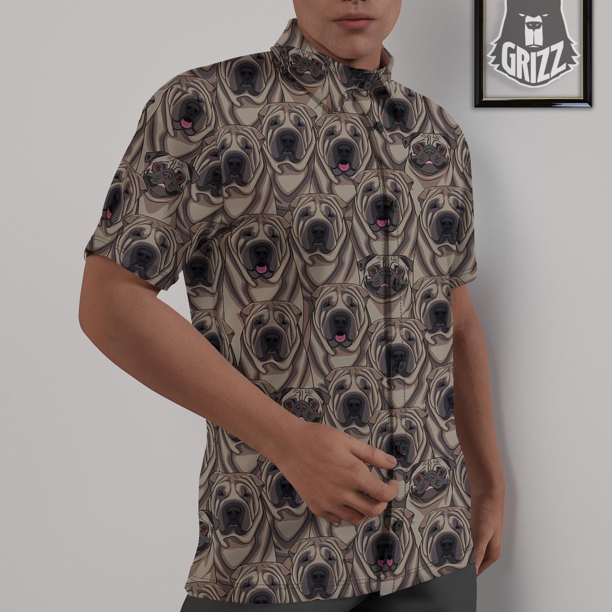 Pug And Shar Pei Print Pattern Untucked Shirts-grizzshop