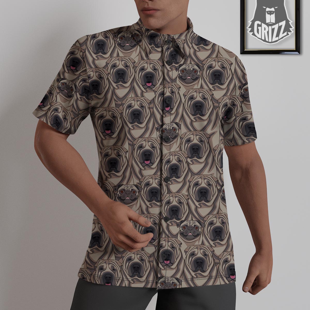 Pug And Shar Pei Print Pattern Untucked Shirts-grizzshop