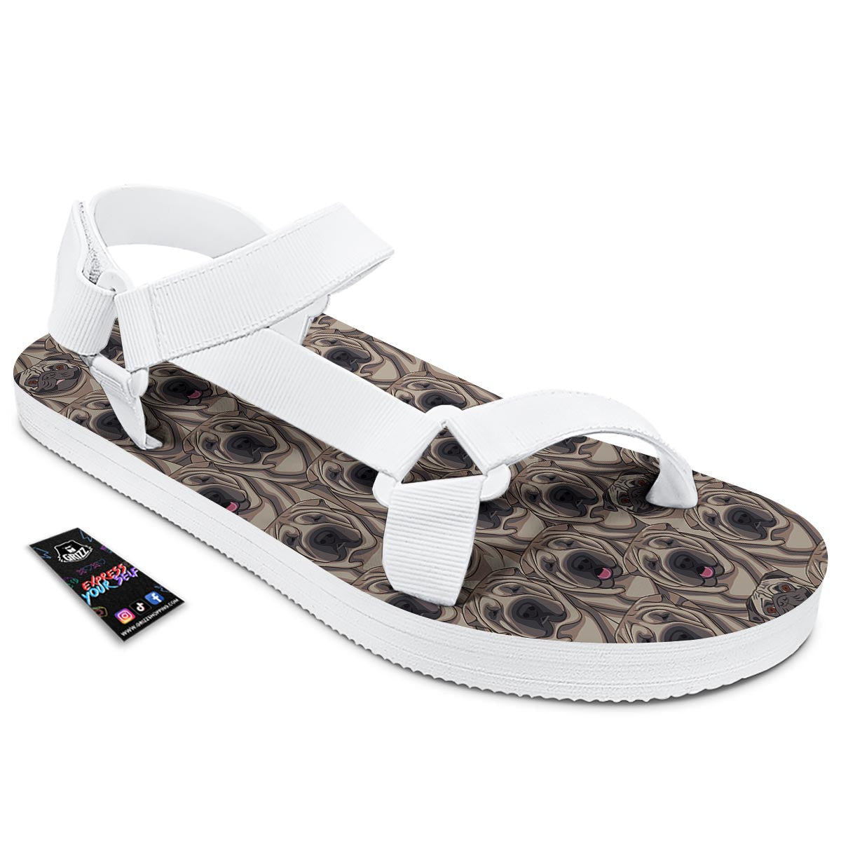 Pug And Shar Pei Print Pattern White Open Toe Sandals-grizzshop