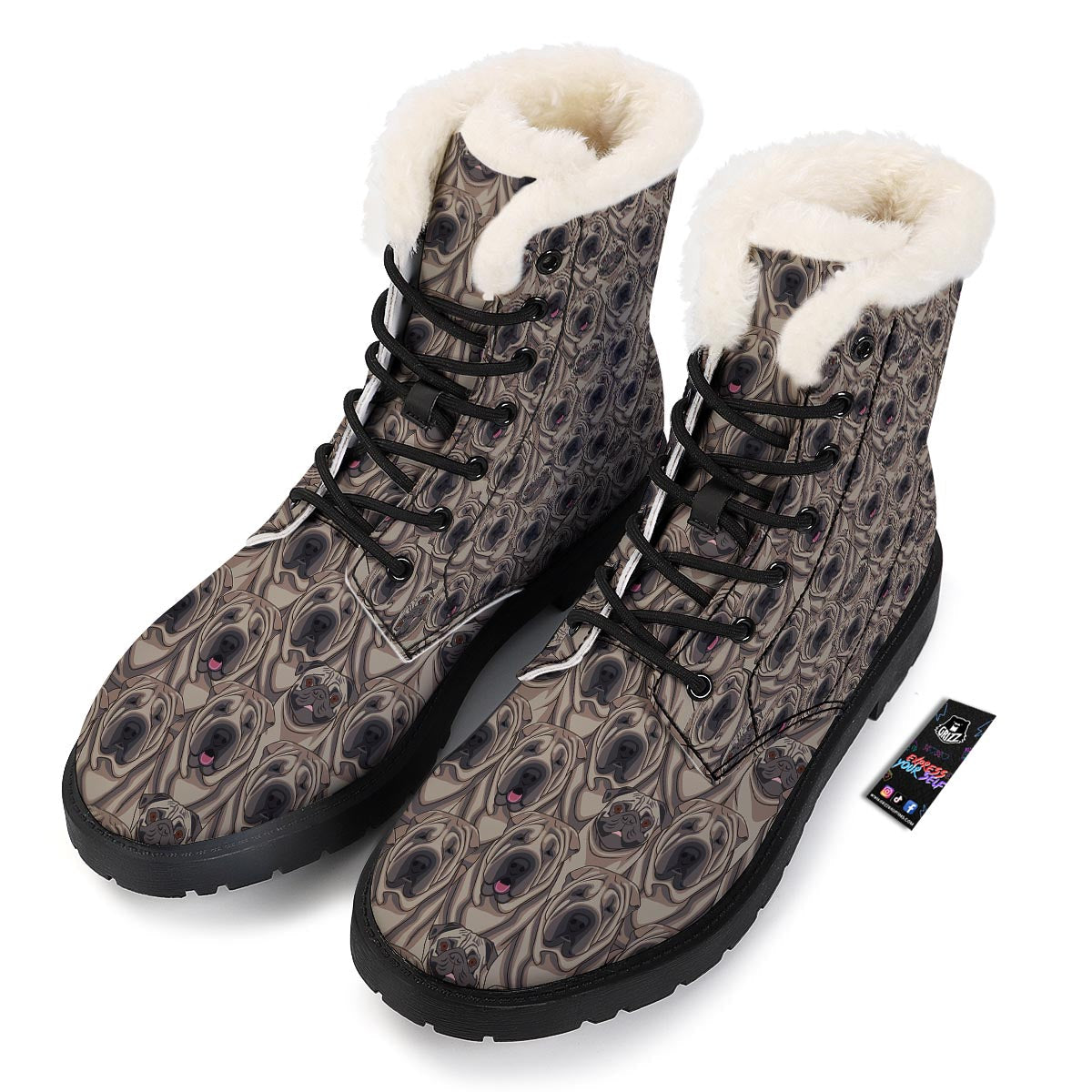 Pug And Shar Pei Print Pattern Winter Boots-grizzshop