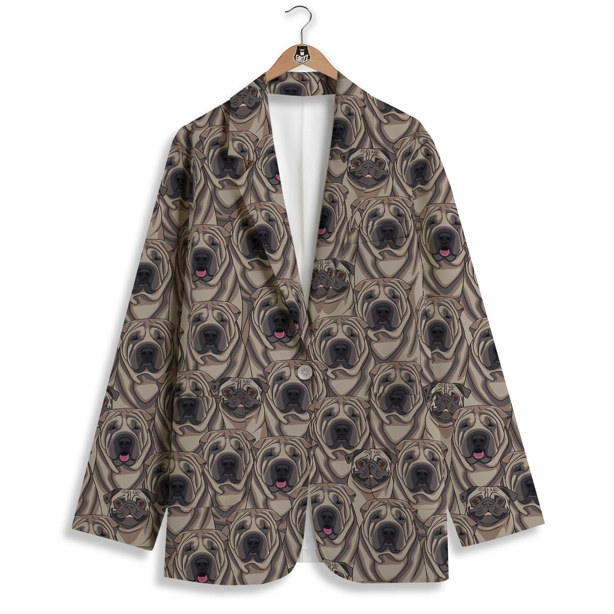Pug And Shar Pei Print Pattern Women's Blazer-grizzshop