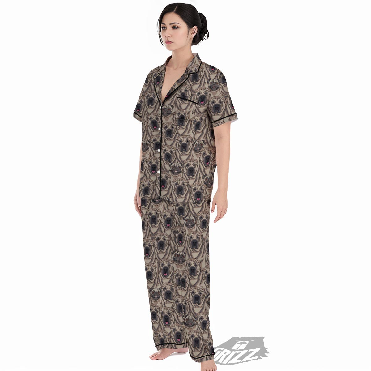 Pug And Shar Pei Print Pattern Women's Pajamas Set-grizzshop
