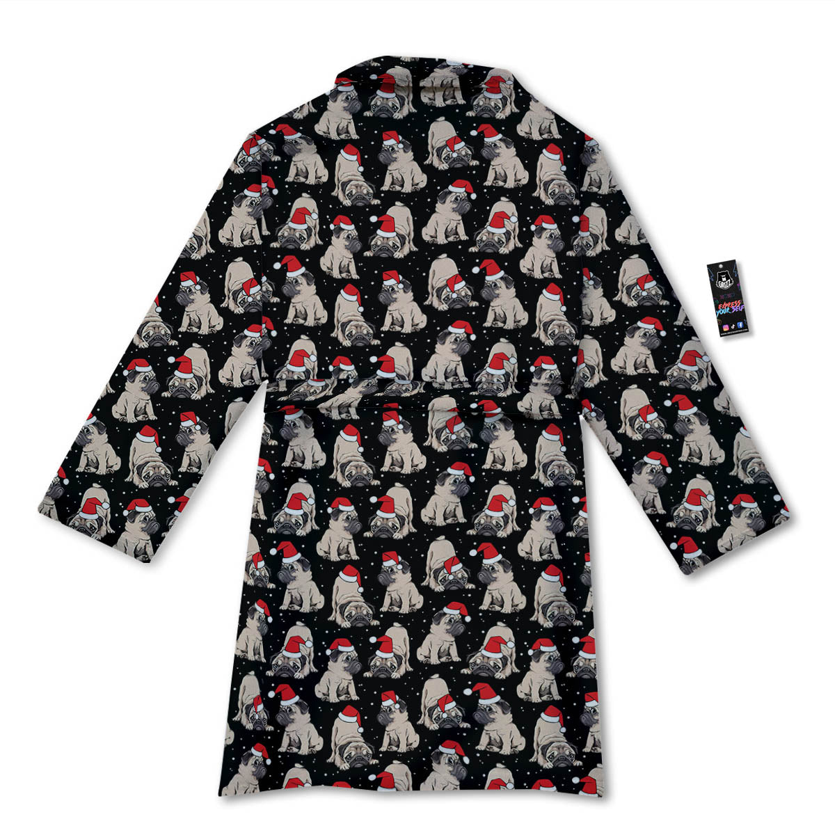 Pug Christmas Santa Print Pattern Bathrobe-grizzshop
