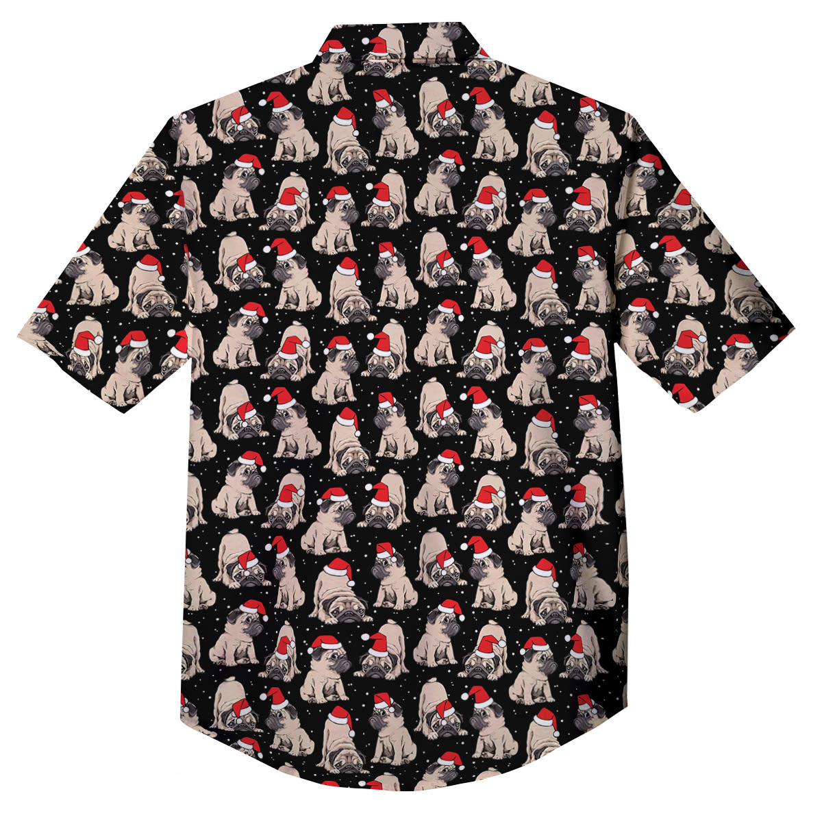 Pug Christmas Santa Print Pattern Button Up Shirt-grizzshop