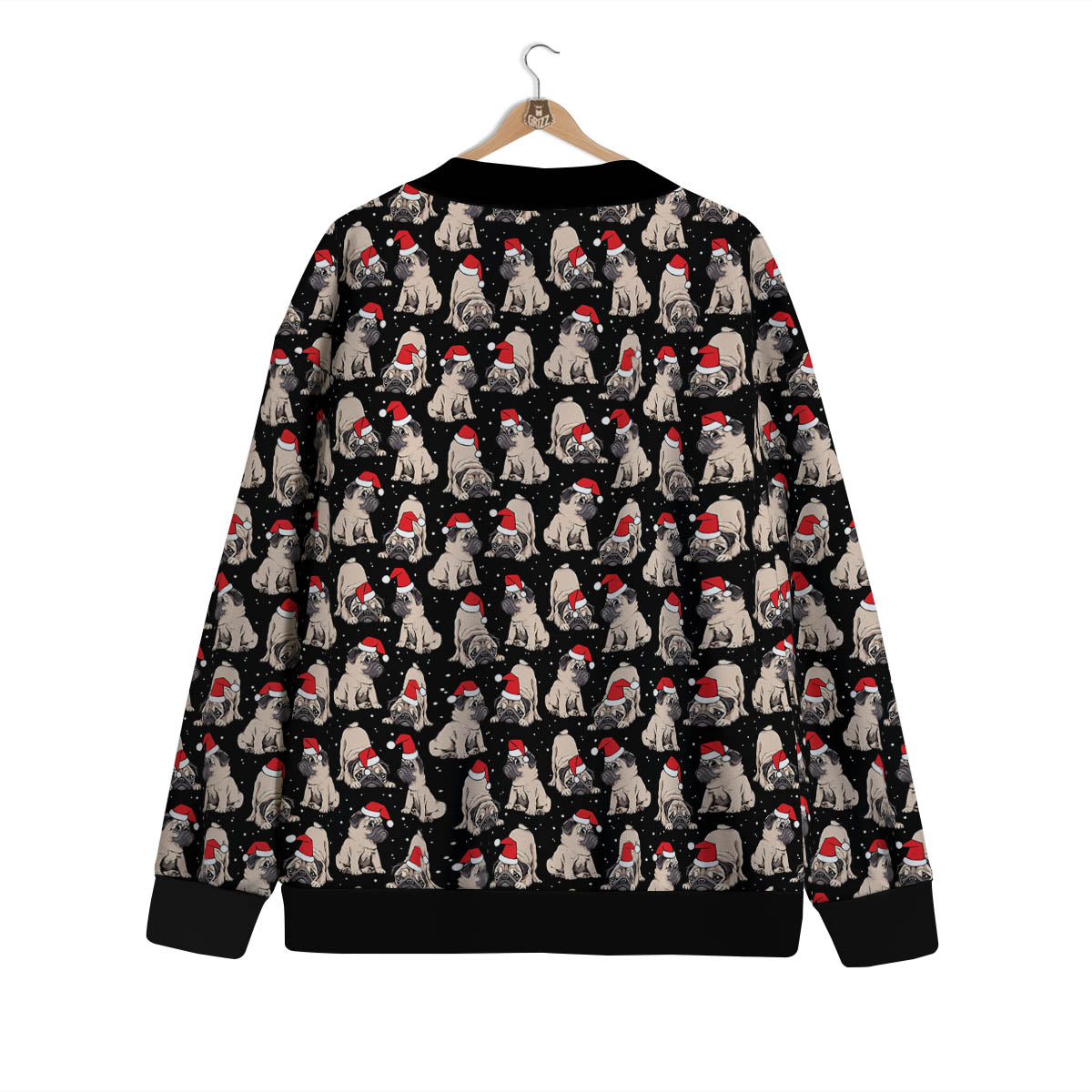 Pug Christmas Santa Print Pattern Cardigan-grizzshop