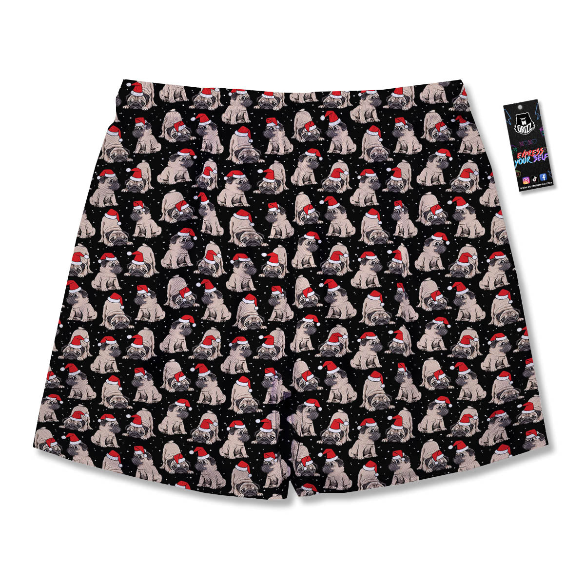 Pug Christmas Santa Print Pattern Men's Running Shorts-grizzshop