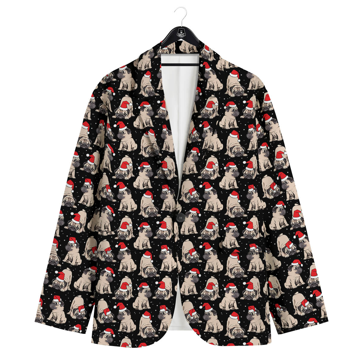 Pug Christmas Santa Print Pattern Men's Sport Coat-grizzshop