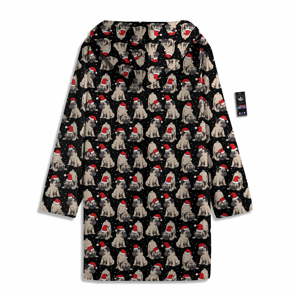 Pug Christmas Santa Print Pattern Men's Windbreaker Jacket-grizzshop