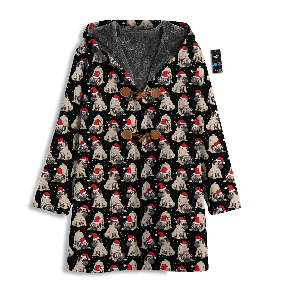 Pug Christmas Santa Print Pattern Men's Windbreaker Jacket-grizzshop