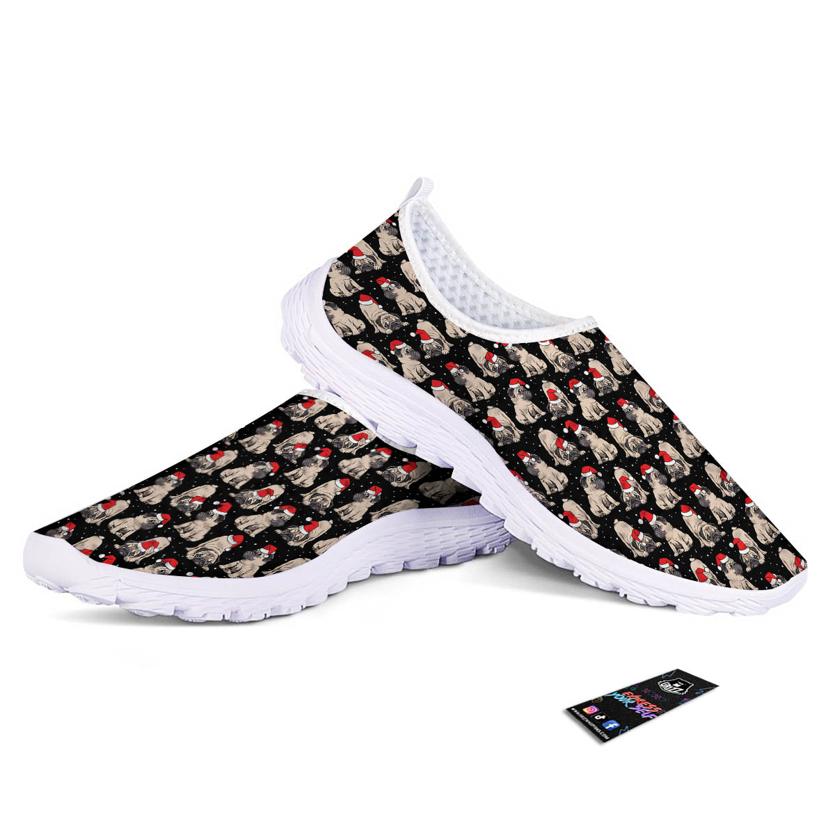 Pug Christmas Santa Print Pattern Nurse Shoes-grizzshop