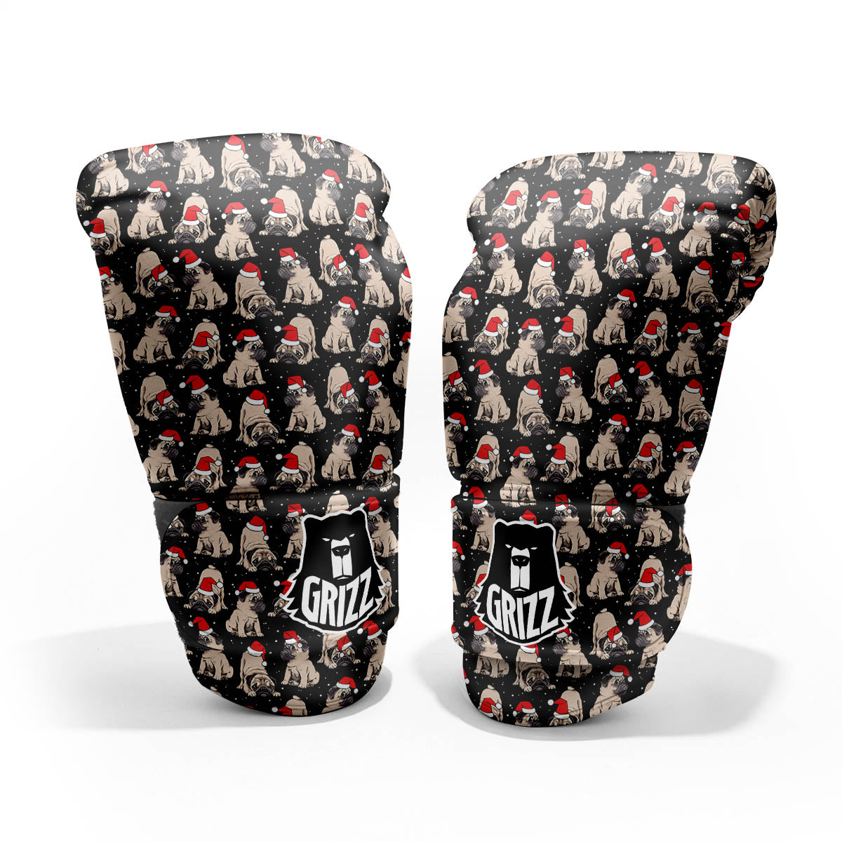 Pug Christmas Santa Print Pattern Pro Boxing Glove