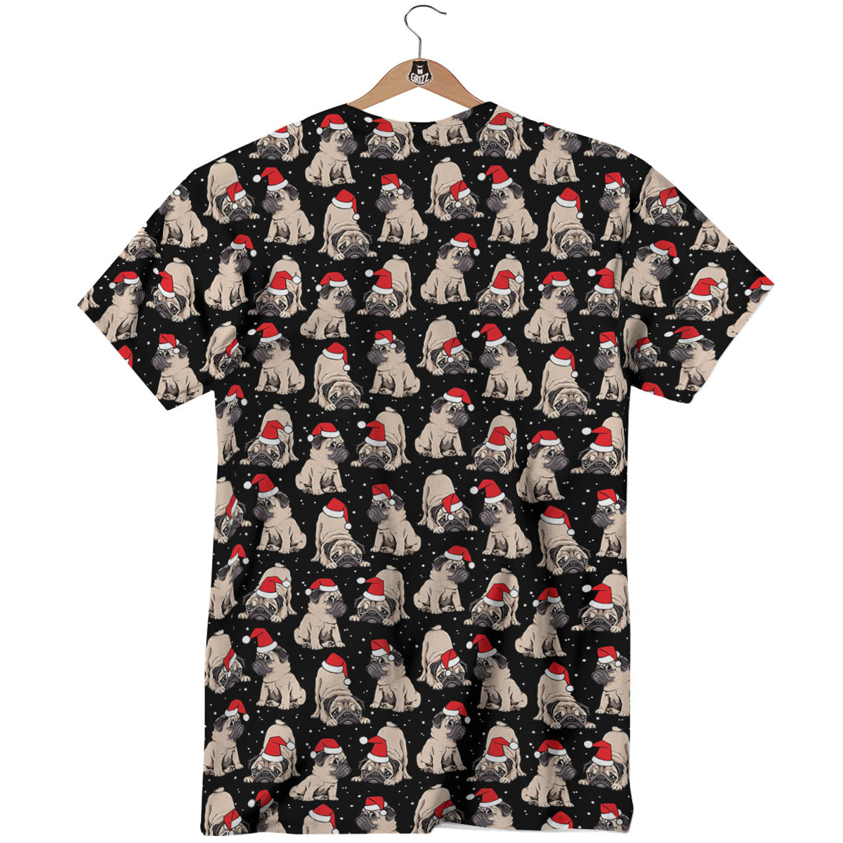 Pug Christmas Santa Print Pattern T-Shirt-grizzshop