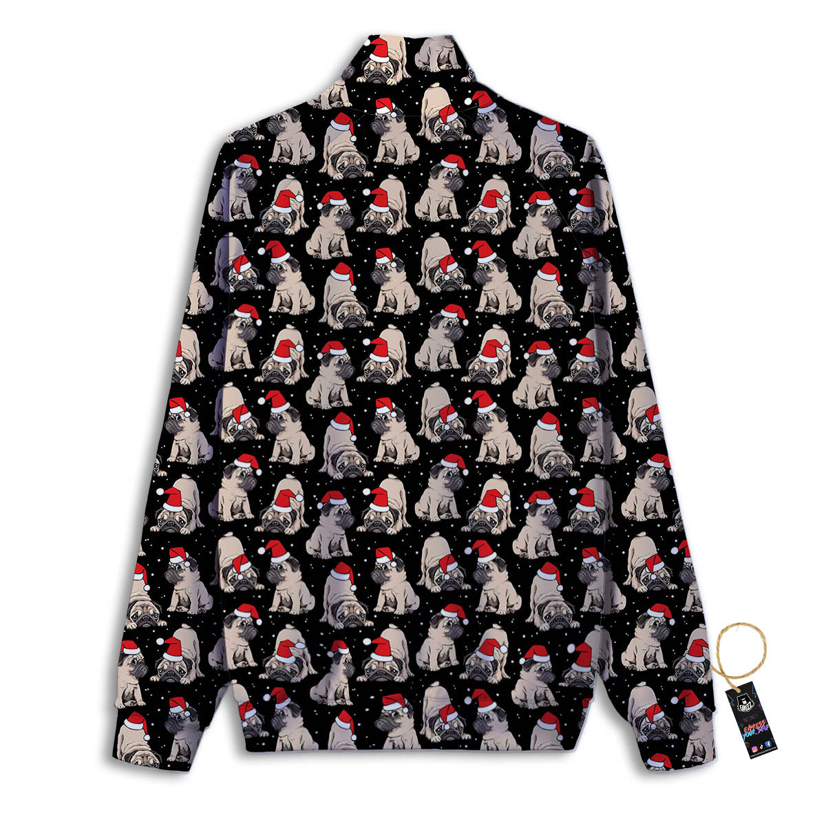 Pug Christmas Santa Print Pattern Track Jacket-grizzshop