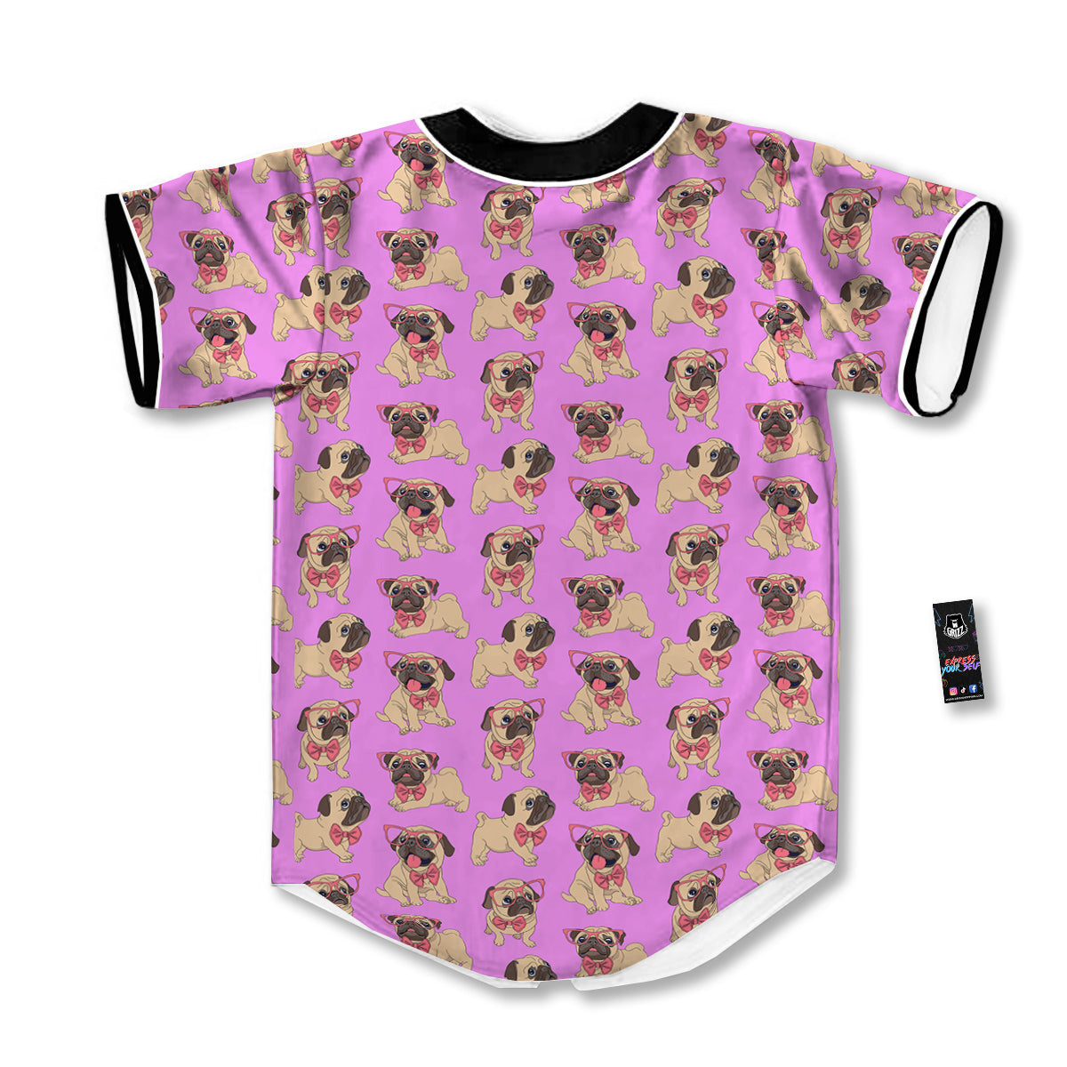 Pug Cute Print Pattern Baseball Jersey-grizzshop