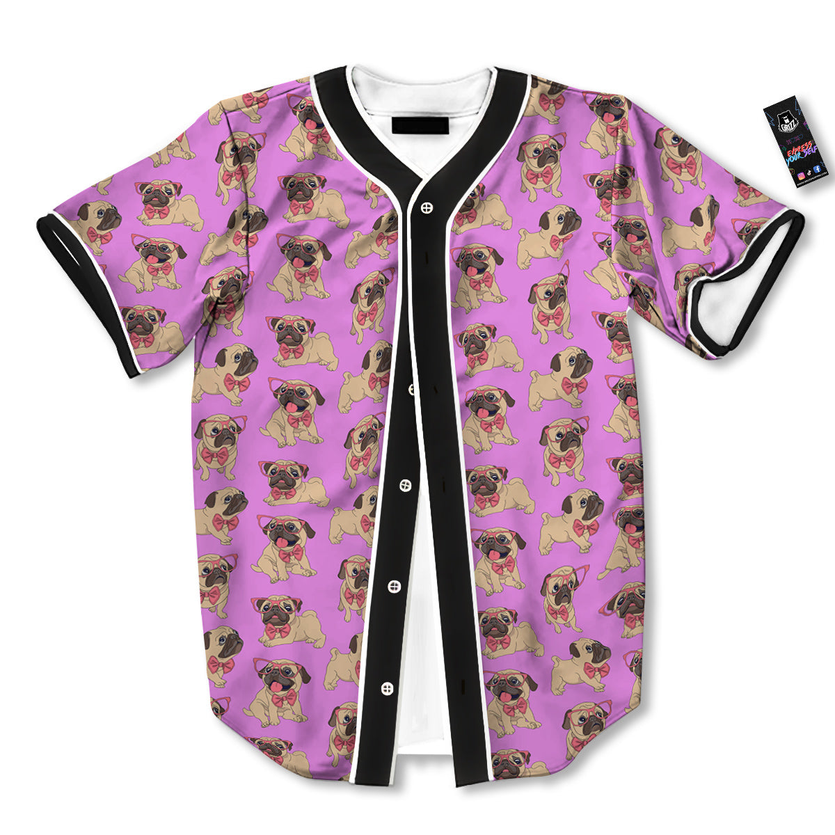 Pug Cute Print Pattern Baseball Jersey-grizzshop