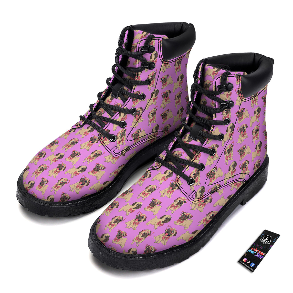 Pug Cute Print Pattern Boots-grizzshop