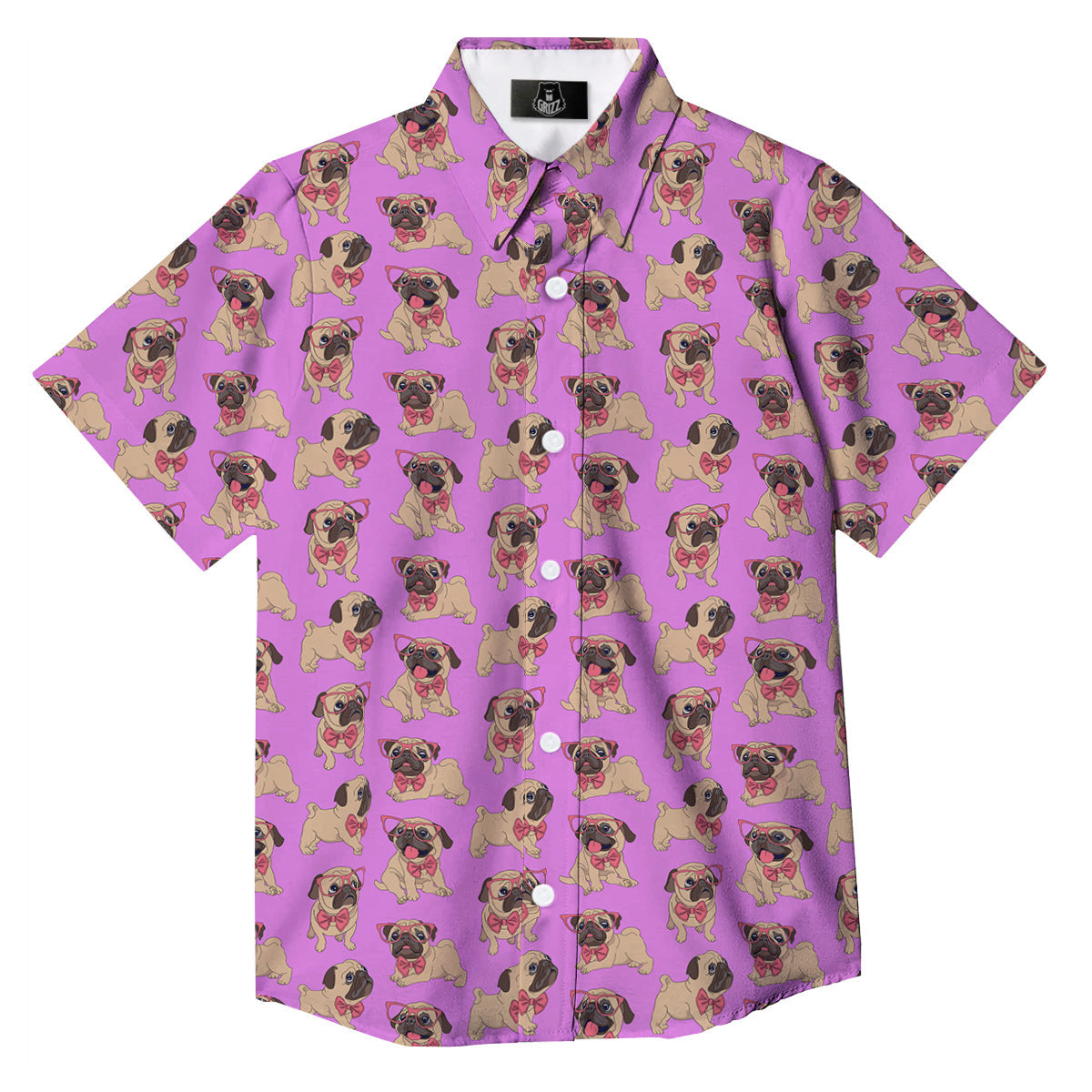 Pug Cute Print Pattern Button Up Shirt-grizzshop