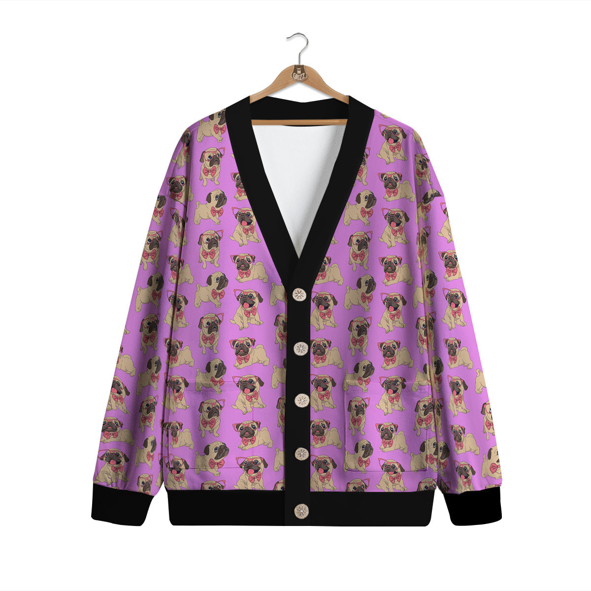 Pug Cute Print Pattern Cardigan-grizzshop
