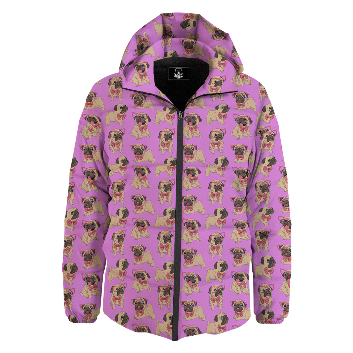 Pug Cute Print Pattern Down Jacket-grizzshop