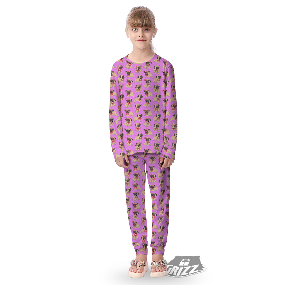 Pug Cute Print Pattern Kid's Pajamas-grizzshop