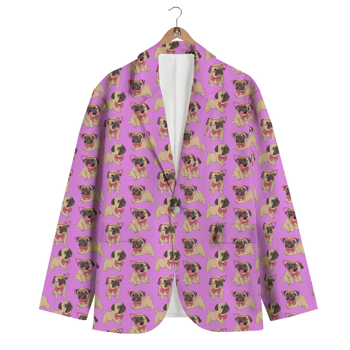 Pug Cute Print Pattern Men's Blazer-grizzshop