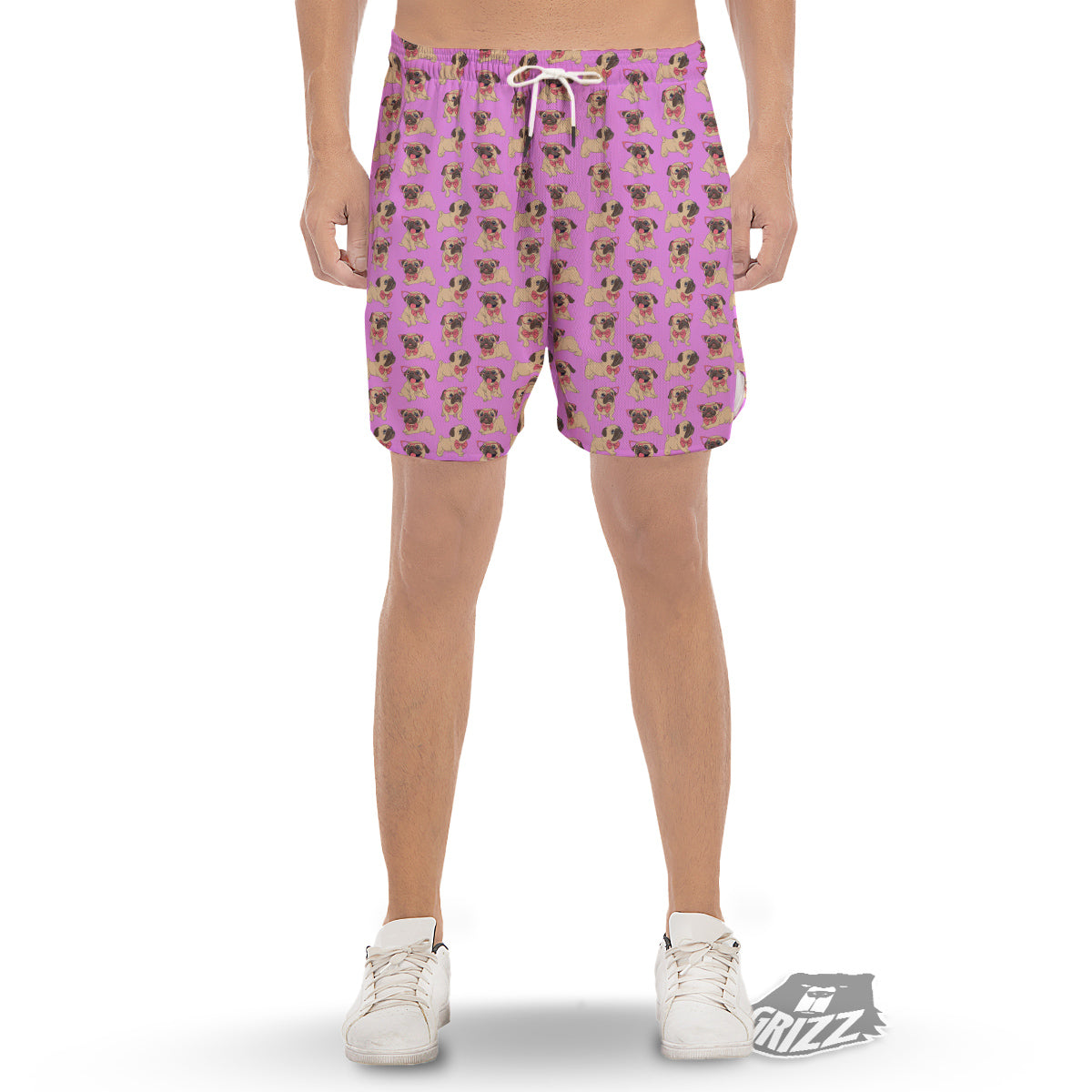 Pug Cute Print Pattern Men's Gym Shorts-grizzshop