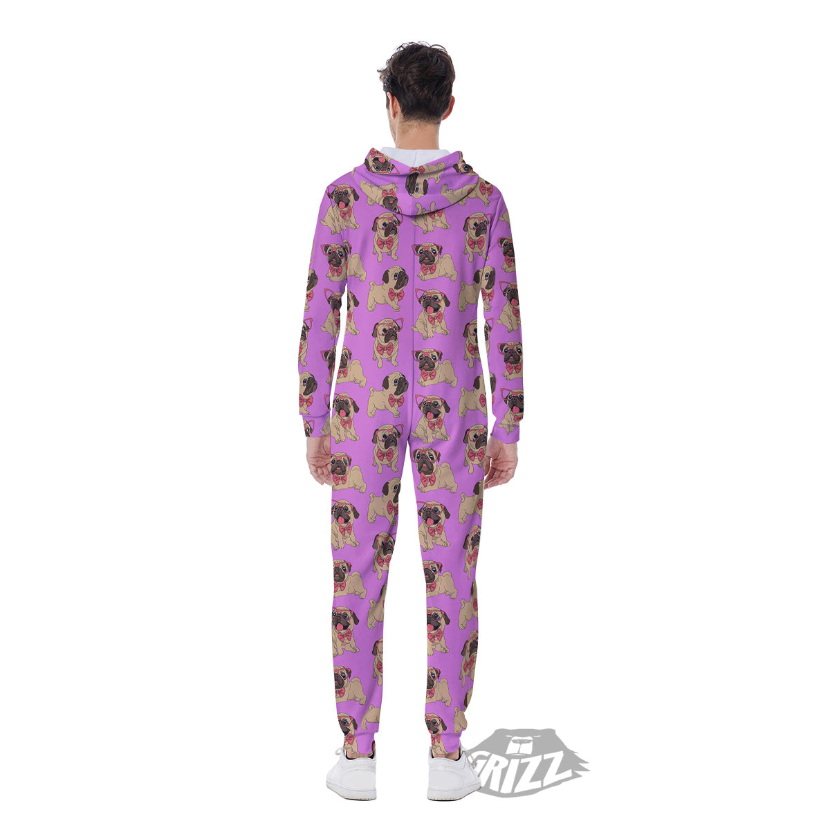 Pug Cute Print Pattern Men's Jumpsuit-grizzshop