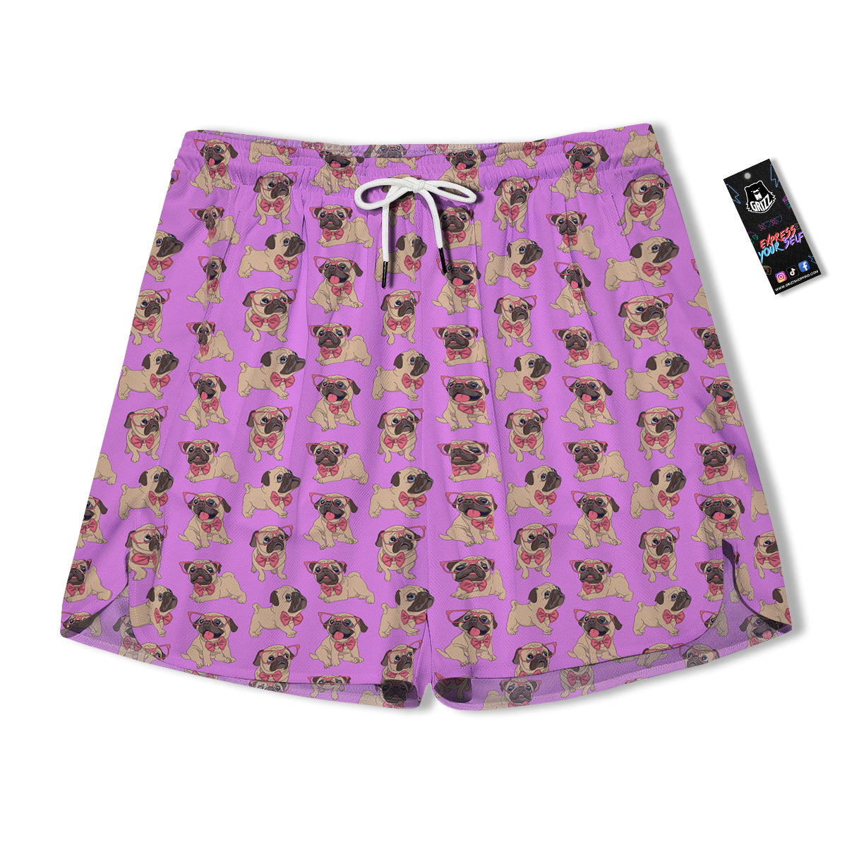 Pug Cute Print Pattern Men's Running Shorts-grizzshop