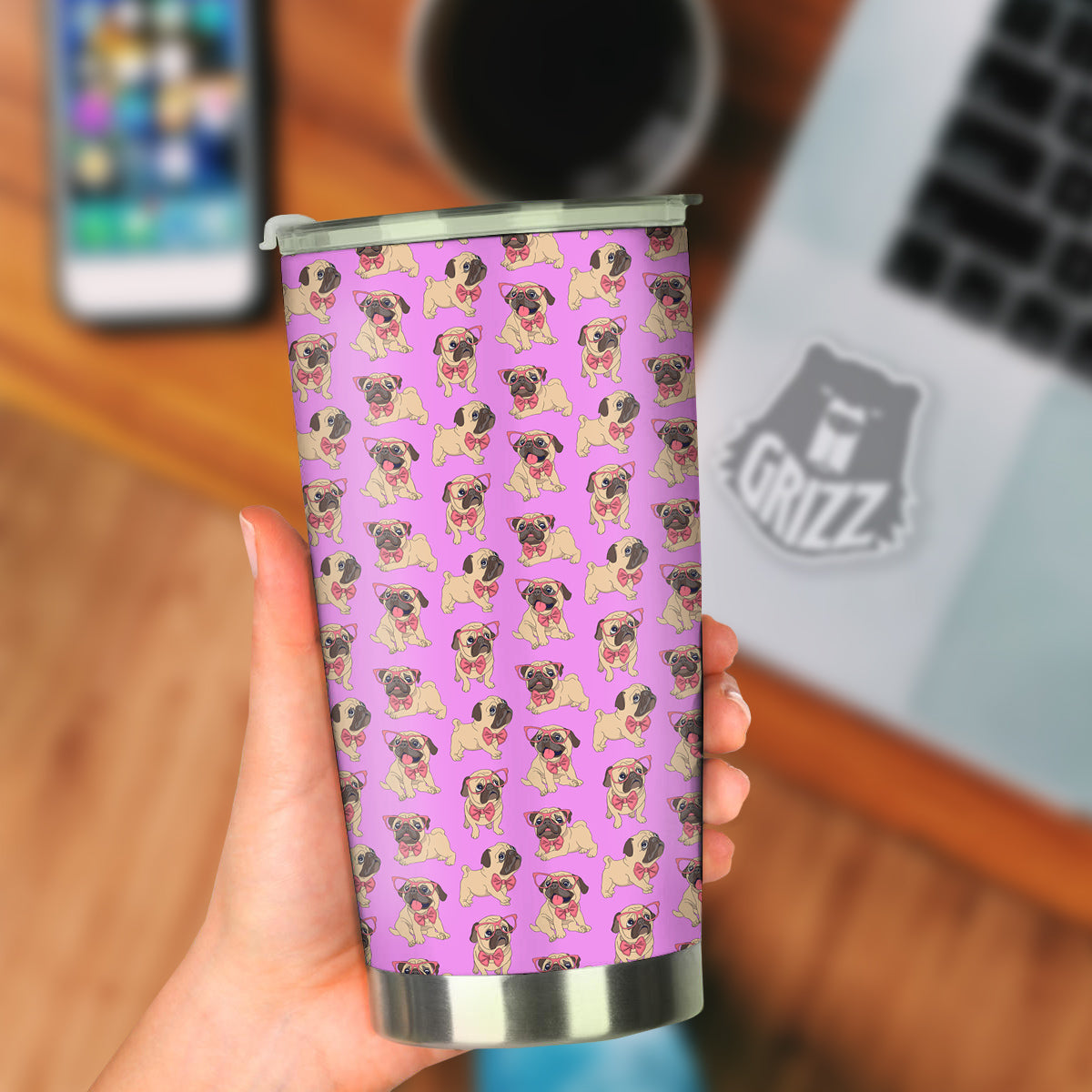 Pug Cute Print Pattern Tumbler-grizzshop