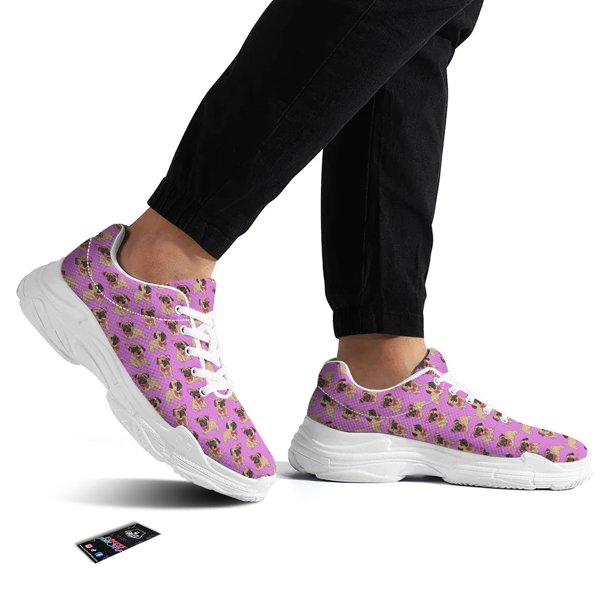 Pug Cute Print Pattern White Chunky Shoes-grizzshop