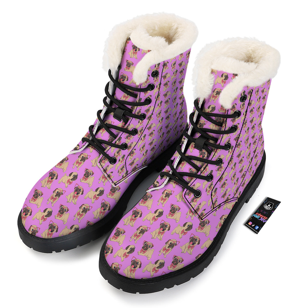 Pug Cute Print Pattern Winter Boots-grizzshop