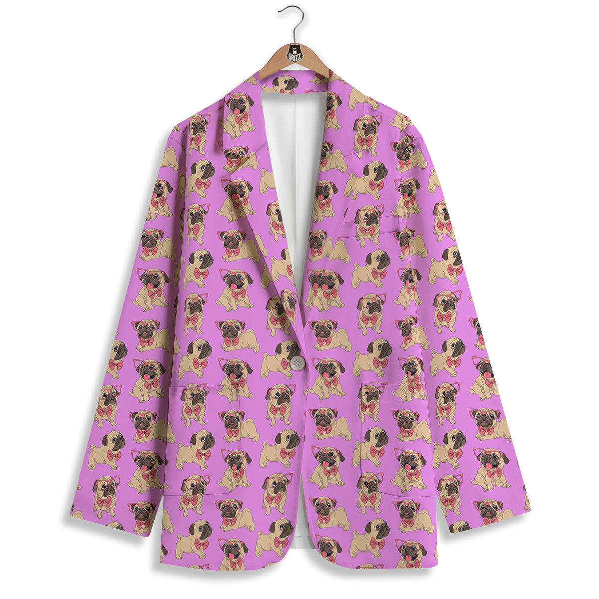 Pug Cute Print Pattern Women's Blazer-grizzshop