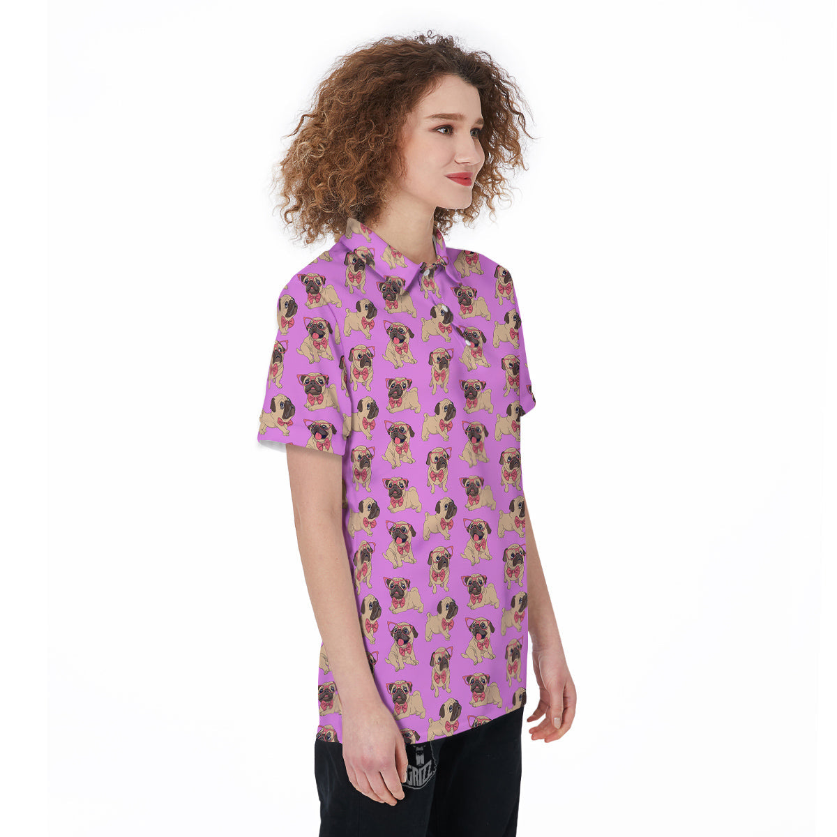 Pug Cute Print Pattern Women's Golf Shirts-grizzshop