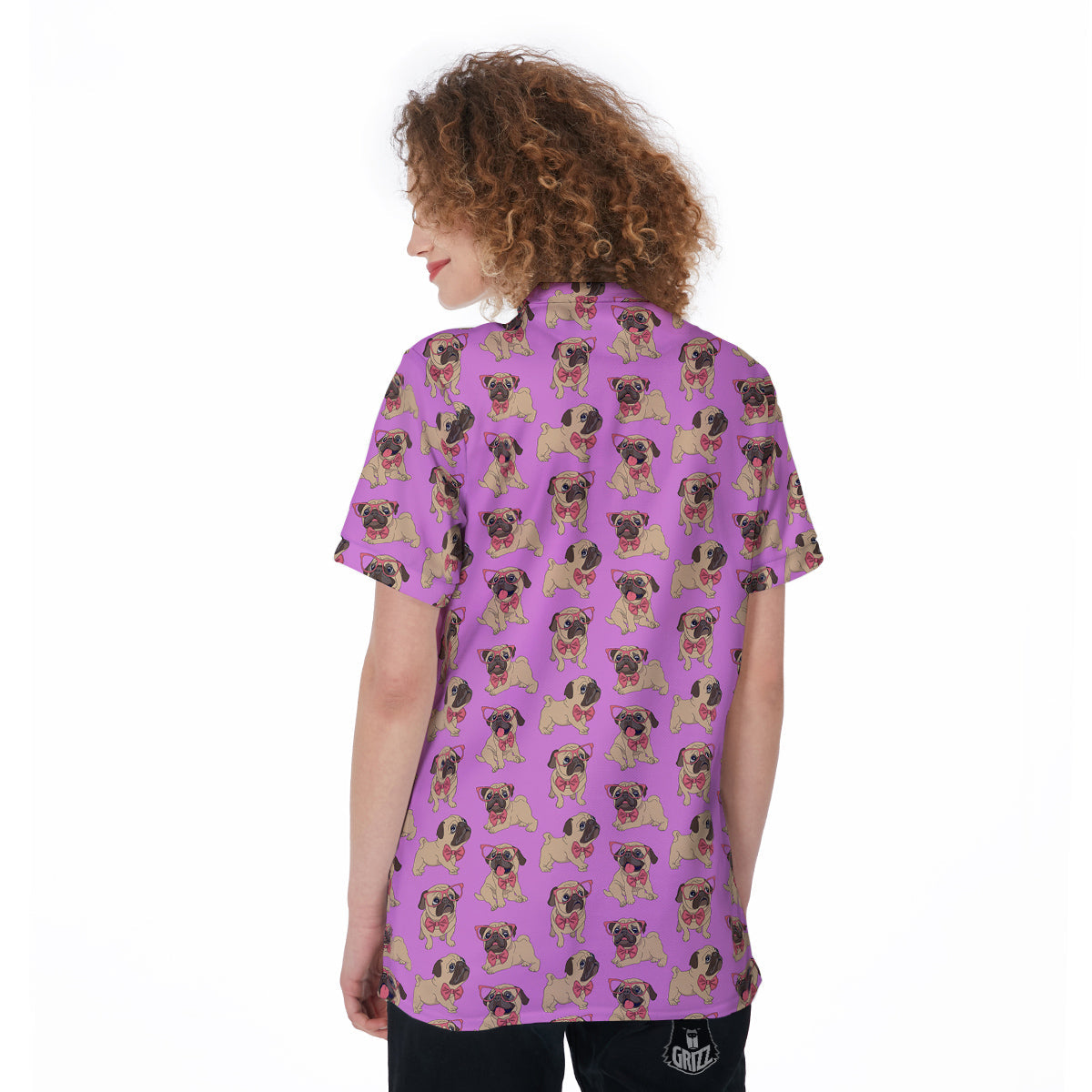 Pug Cute Print Pattern Women's Golf Shirts-grizzshop