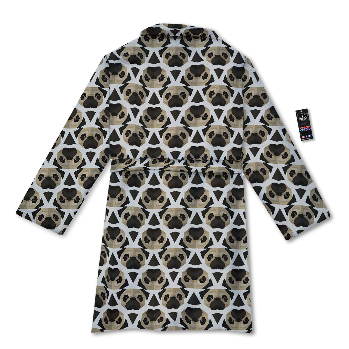 Pug Geometric Print Pattern Bathrobe-grizzshop