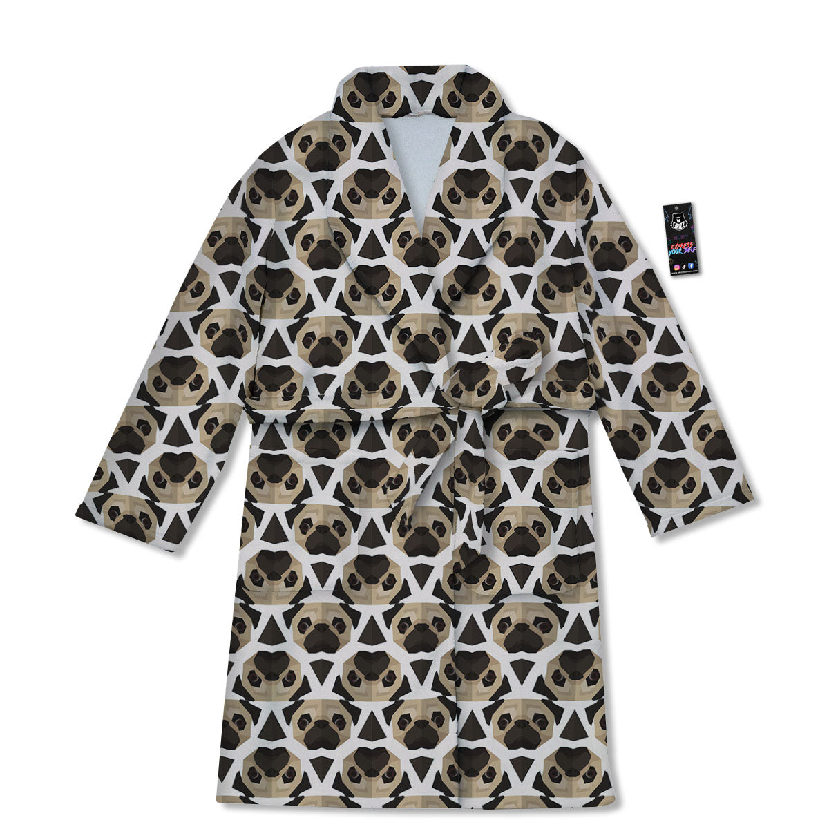 Pug Geometric Print Pattern Bathrobe-grizzshop