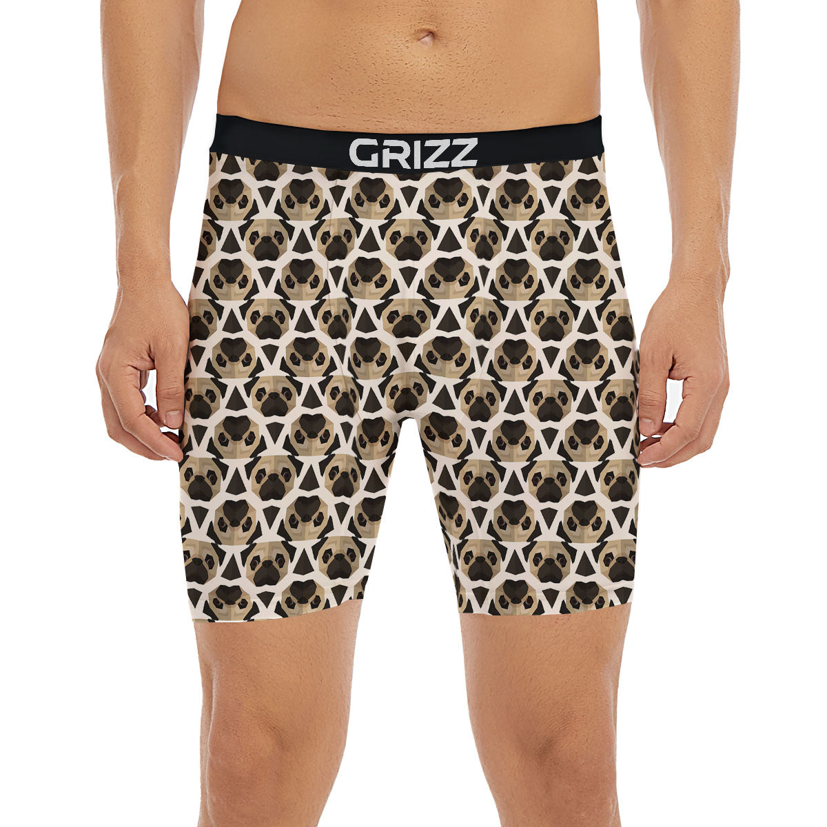 Pug Geometric Print Pattern Boxer Briefs-grizzshop