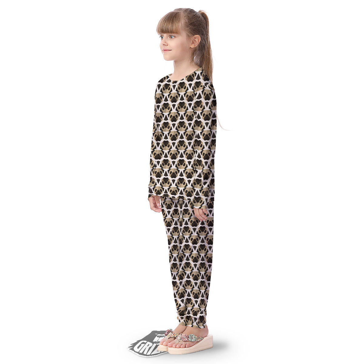 Pug Geometric Print Pattern Kid's Pajamas-grizzshop