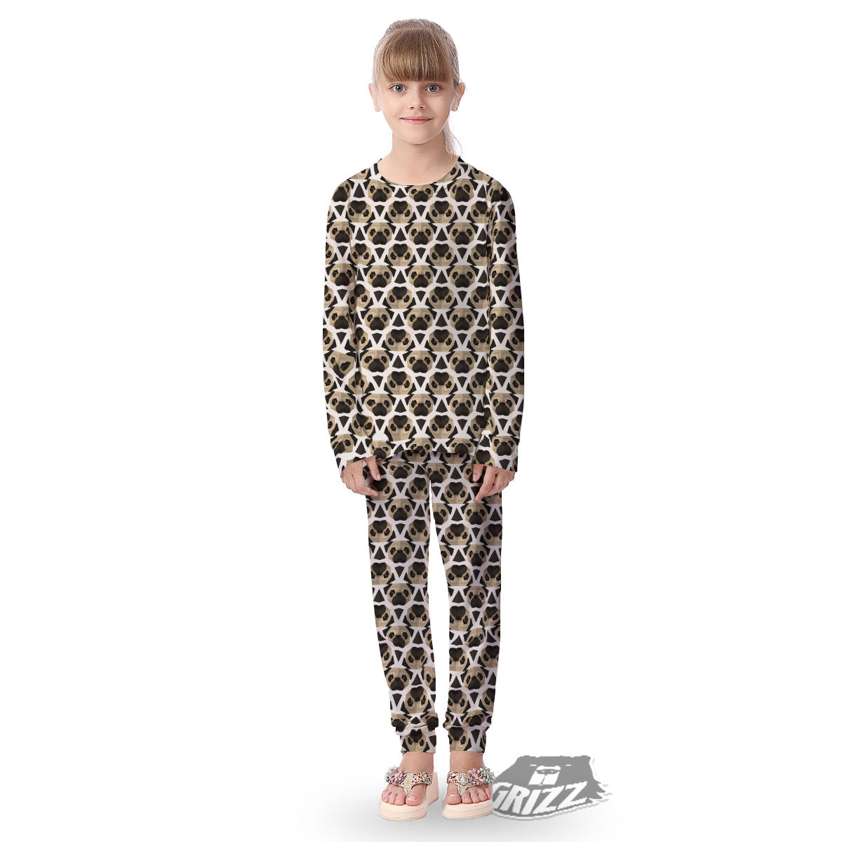 Pug Geometric Print Pattern Kid's Pajamas-grizzshop