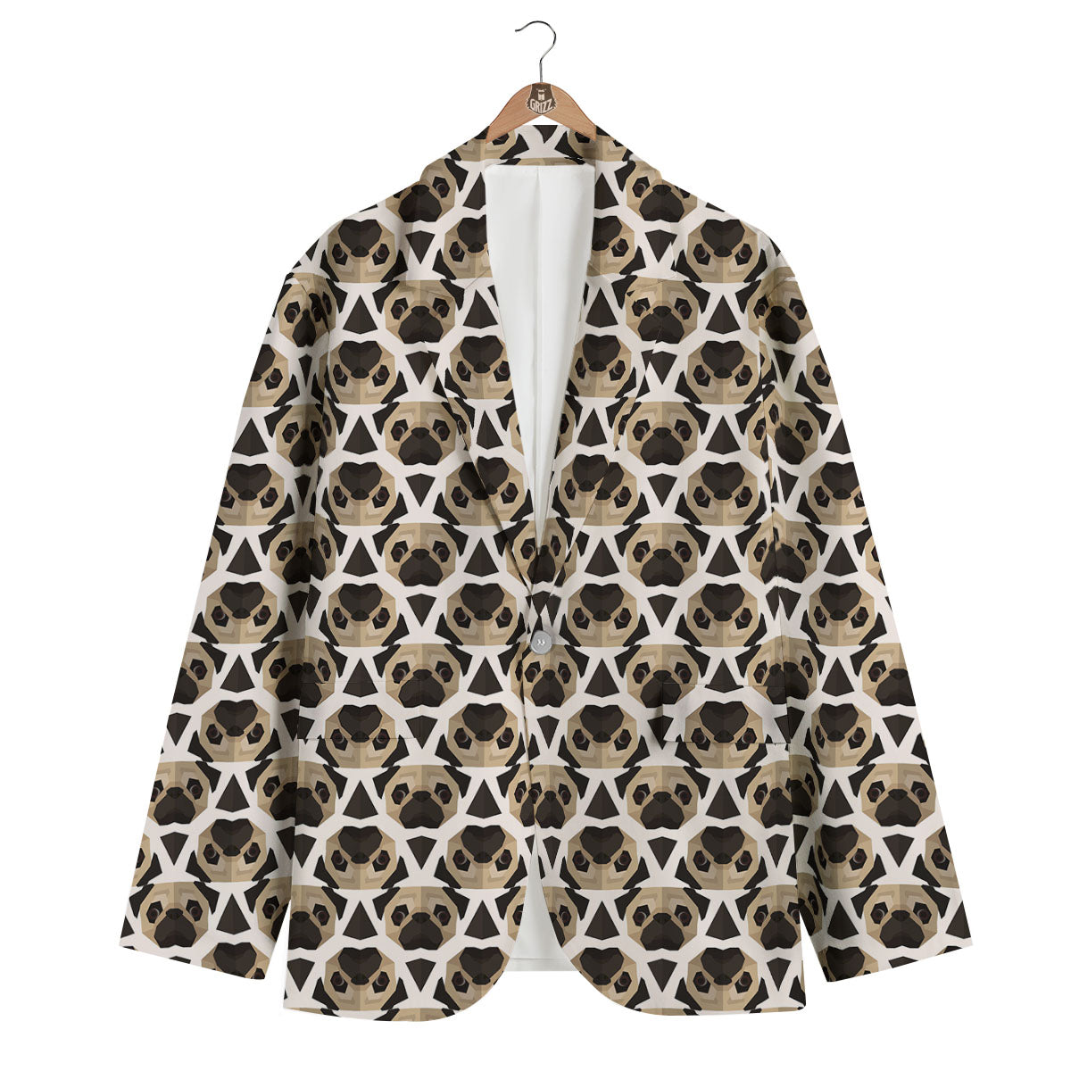 Pug Geometric Print Pattern Men's Blazer-grizzshop