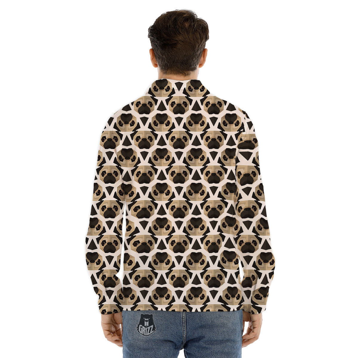 Pug Geometric Print Pattern Men's Dress Shirts-grizzshop