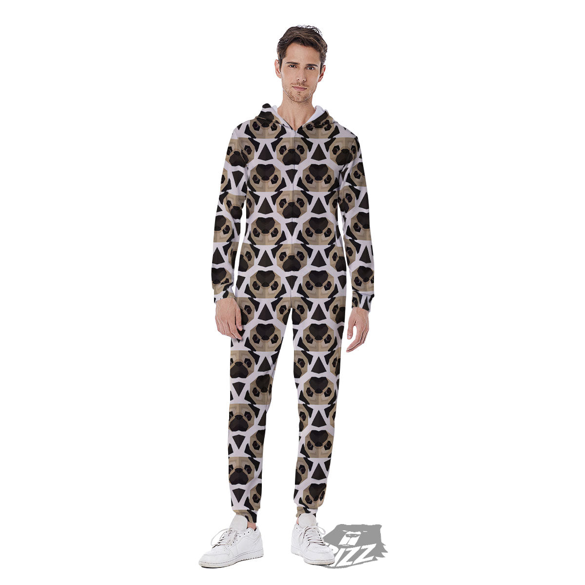 Pug Geometric Print Pattern Men's Jumpsuit-grizzshop