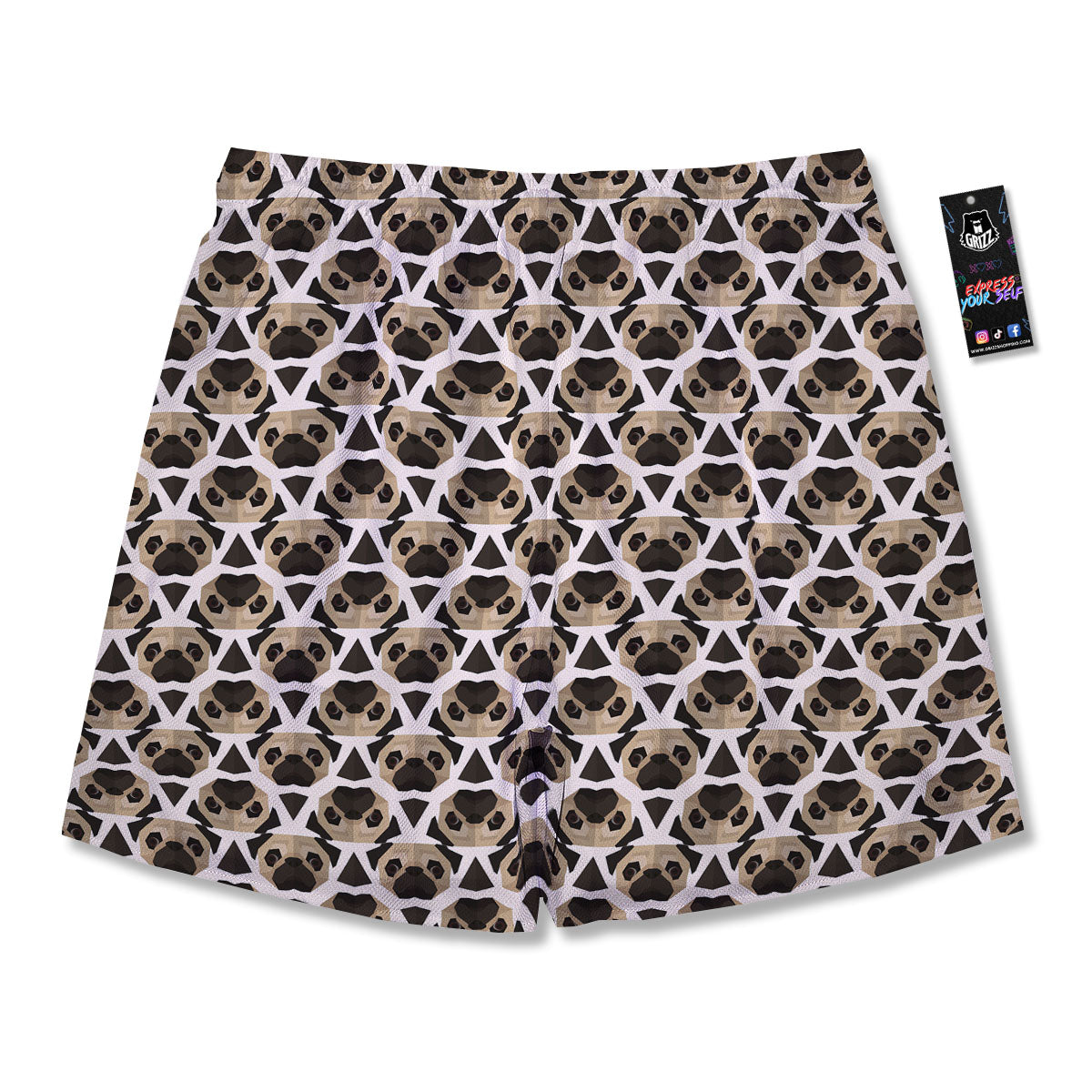 Pug Geometric Print Pattern Men's Running Shorts-grizzshop
